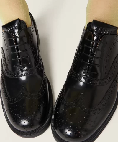 Miu Miu Church's X Miu Miu Brushed Leather Oxford Brogue Shoes - Image 5