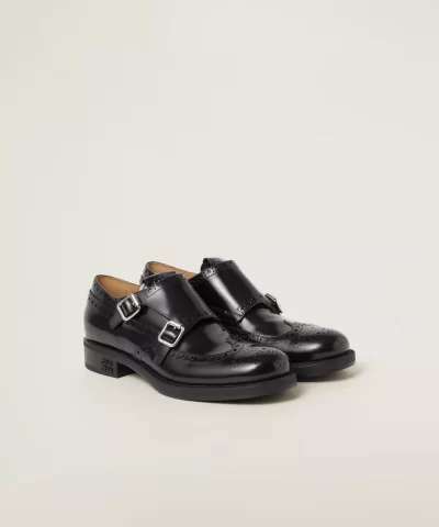 Miu Miu Church's X Brushed Leather Double Monk Brogue Shoes