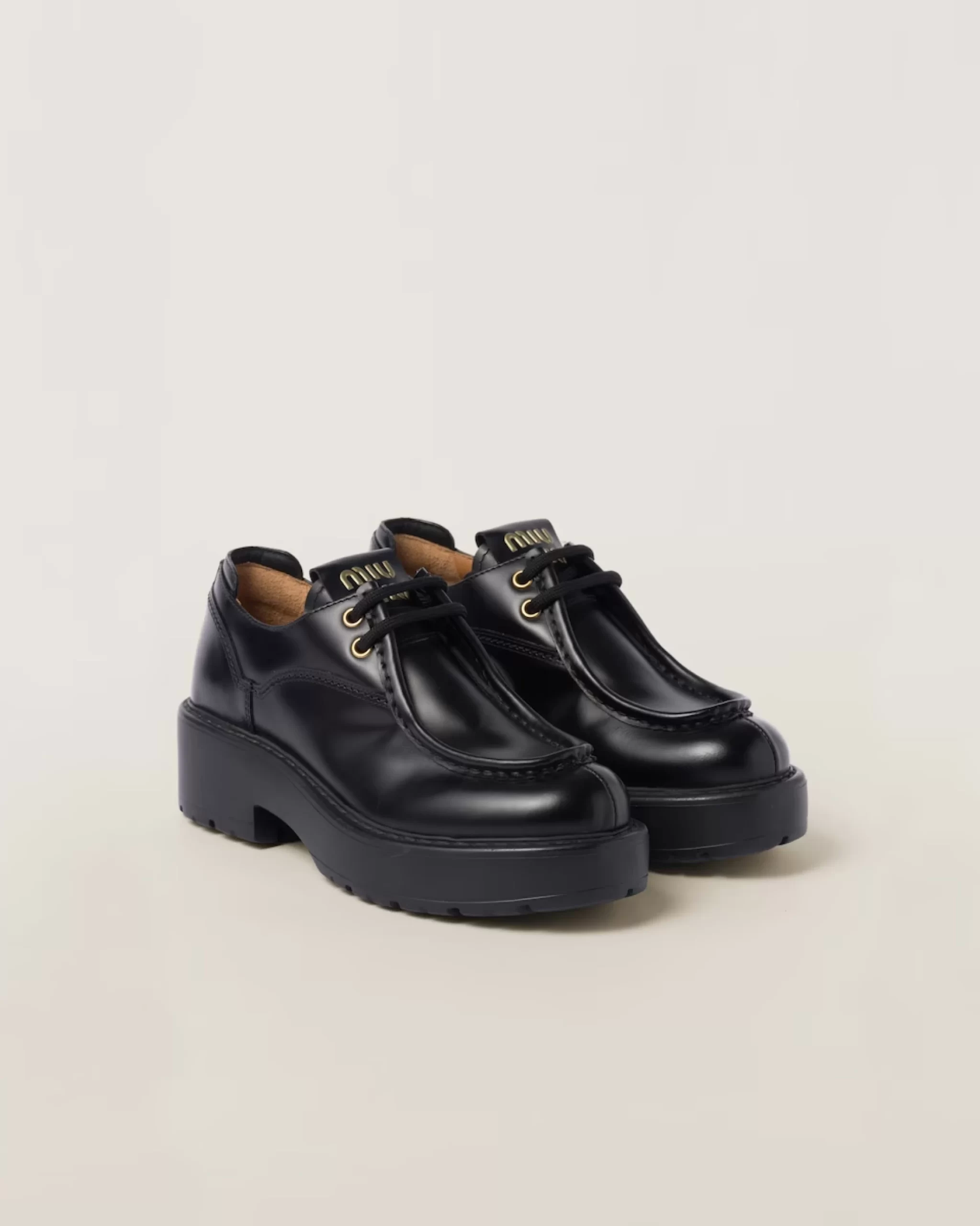 Miu Miu  Leather Lace-up Shoes