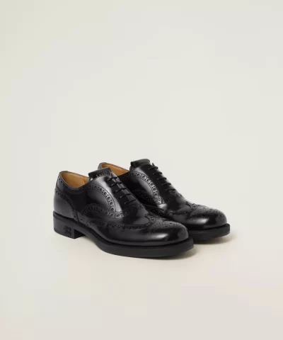 Miu Miu Church's X Miu Miu Brushed Leather Oxford Brogue Shoes
