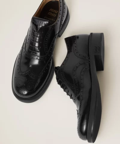 Miu Miu Church's X Miu Miu Brushed Leather Oxford Brogue Shoes - Image 4
