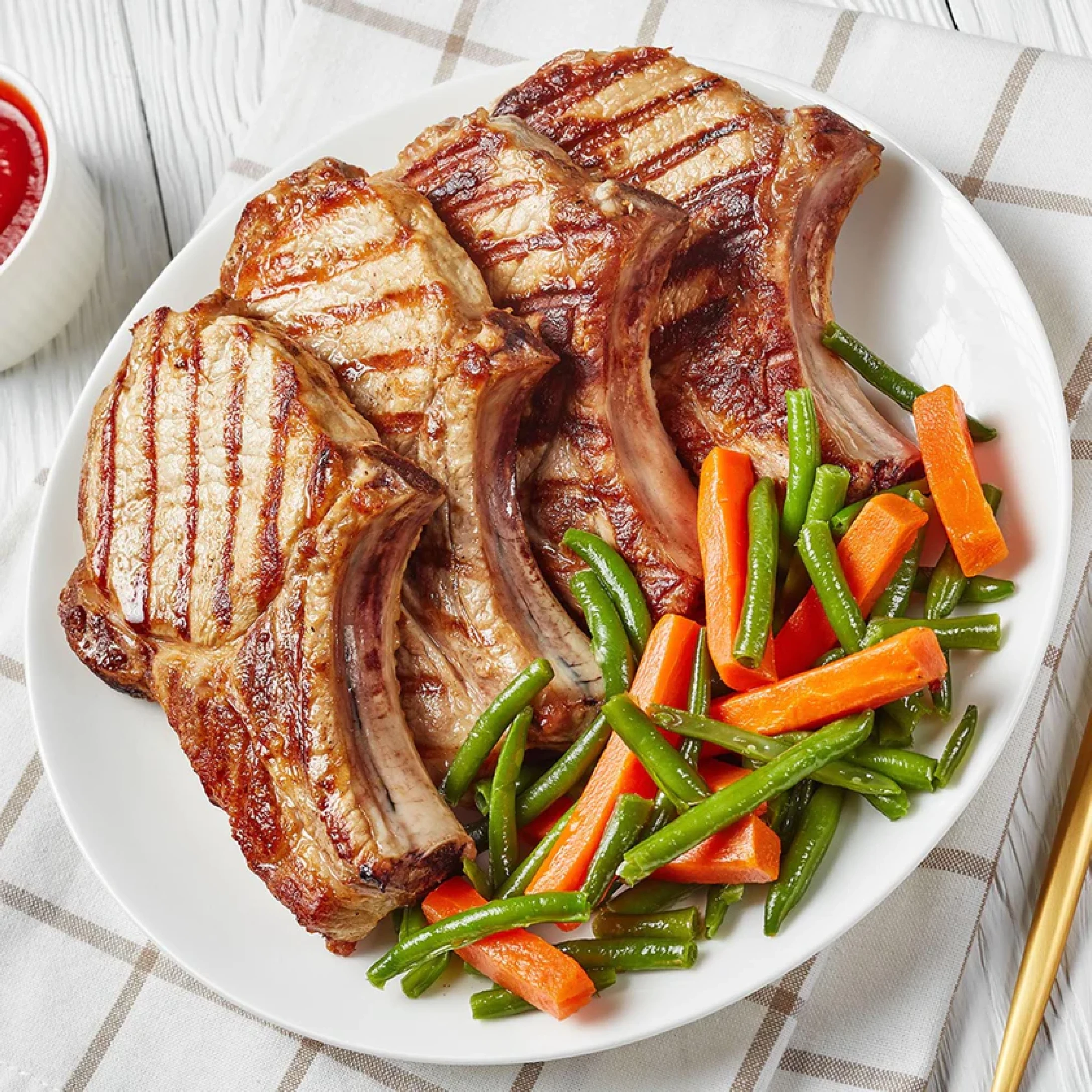 Alternative view of Pasture-Raised Heritage Bone-In Pork Loin Rib Chop, Non-GMO, Raised w/o Antibiotics