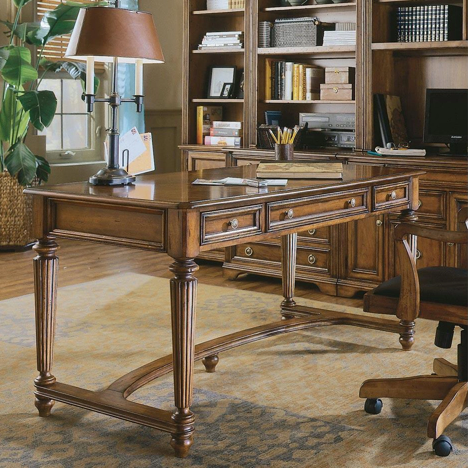 Alternative view of Heaven Rustic Lodge Distressed Brown Wood 3 Drawer Desk