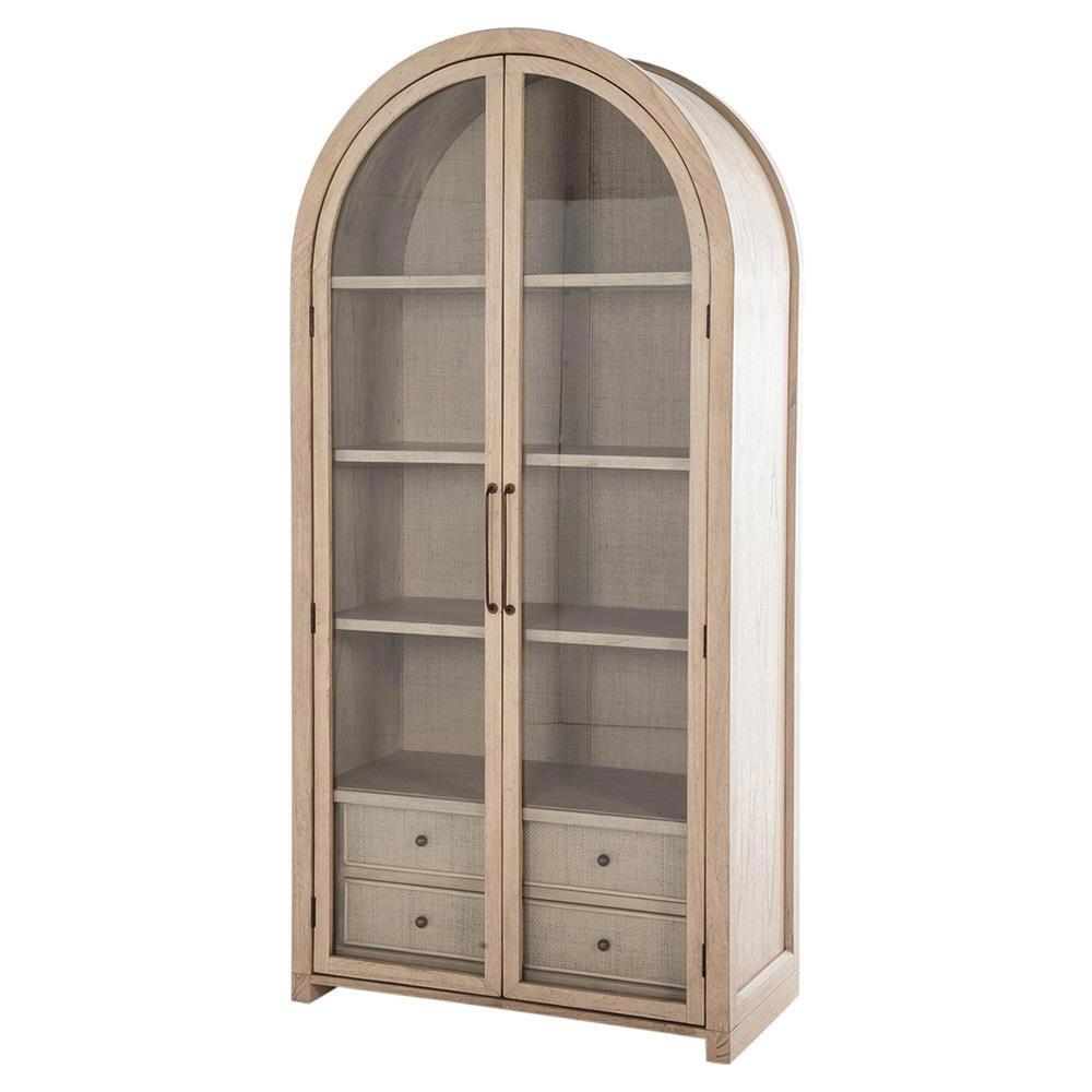 Alternative view of Open Box Gabby Elsa Natural Wood Glass Door Woven Rattan Drawer China Cabinet