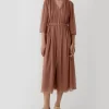 Noralux Belted Silk V-Neck Shirtdress