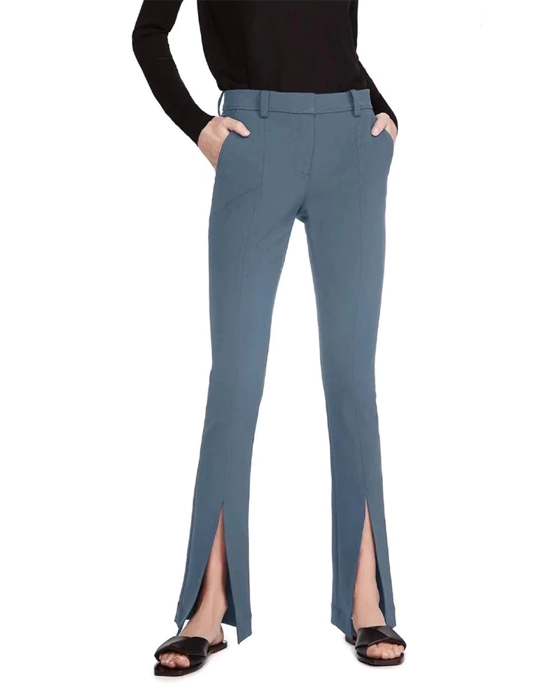 Alternative view of Noralux Black Slim-Fit Conway Straight-Leg Front Slit Pants
