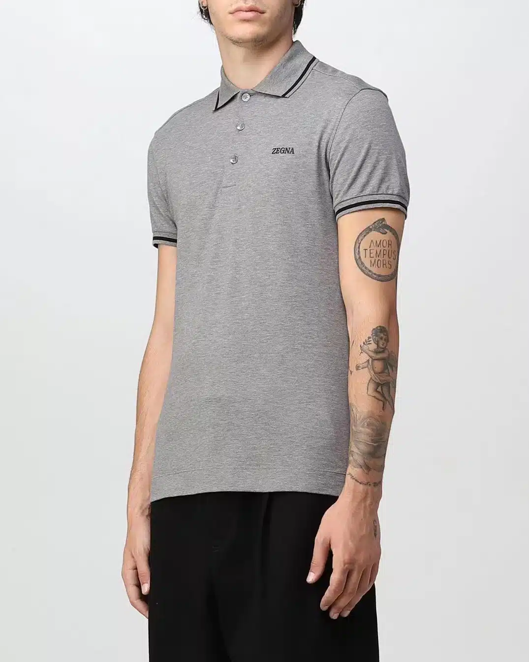 Alternative view of Zegna Grey Embroidered Polo