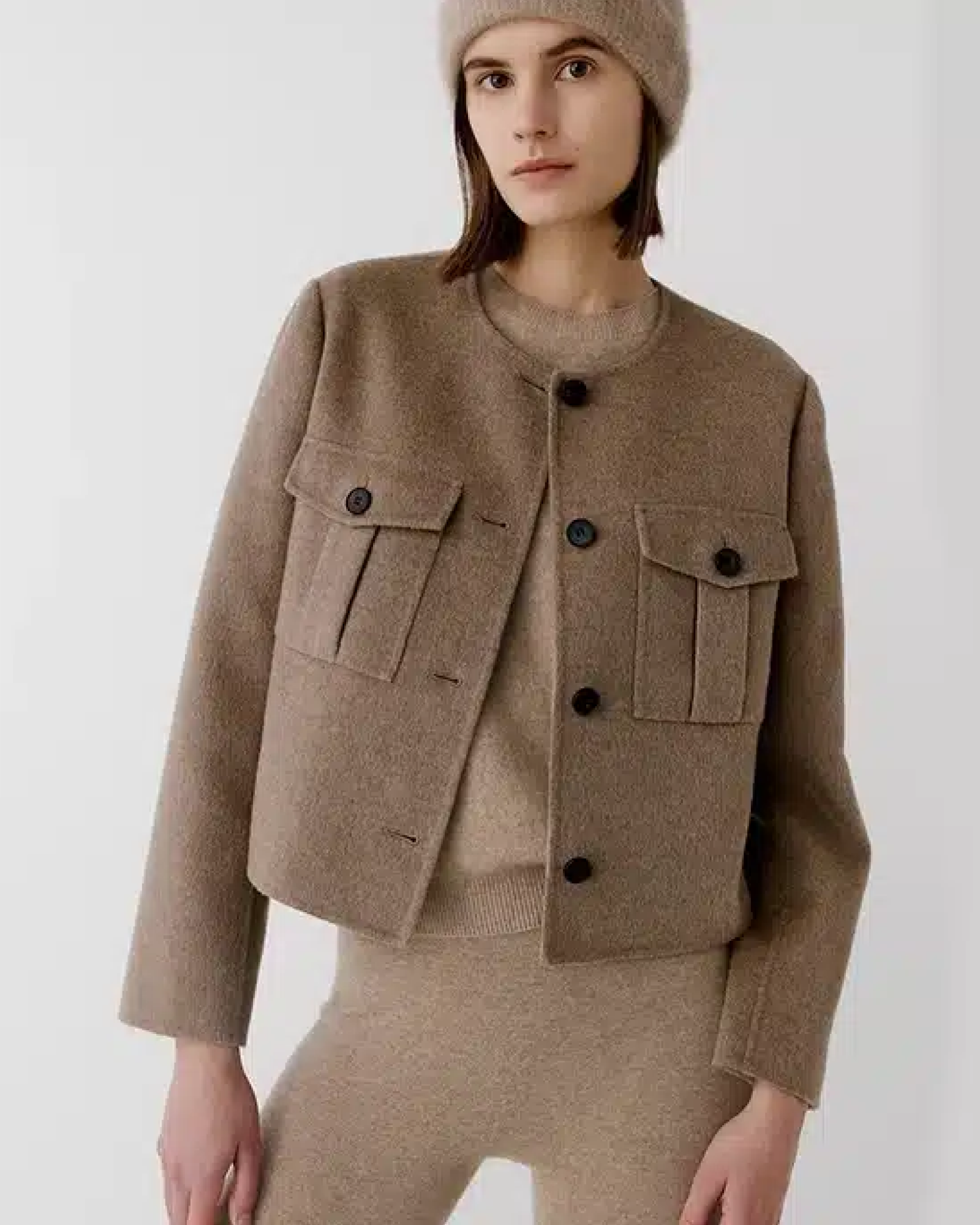NoraLux Camel Wool Short Jacket