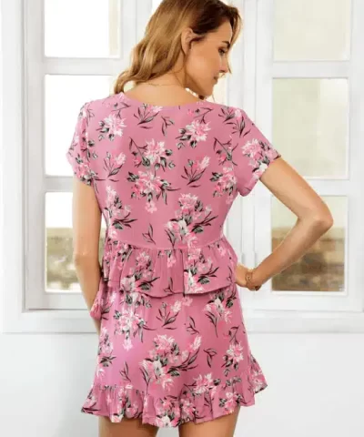 products 2019 03 23 15 56 53 Simplee Ruffle two piece set rompers womens jumpsuit Tie up crop top wrap bottom