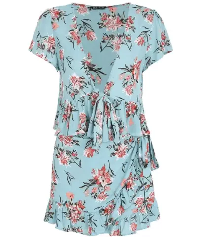 products 2019 03 23 15 57 08 Simplee Ruffle two piece set rompers womens jumpsuit Tie up crop top wrap bottom