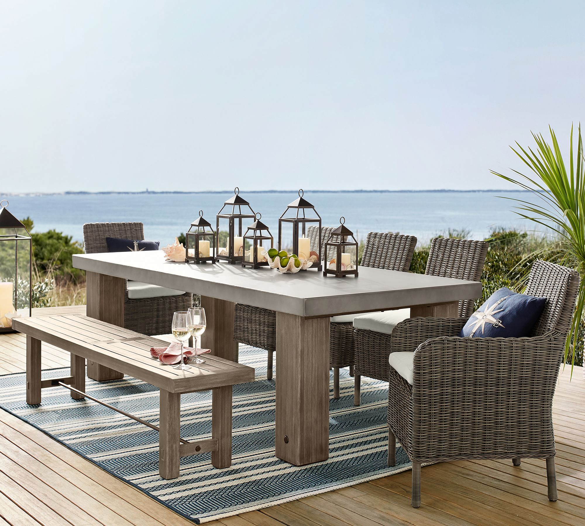 abbott concrete acacia chunky leg outdoor dining table