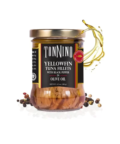 Tonnino Yellowfin Tuna in Olive Oil with Black Pepper 6.3 oz