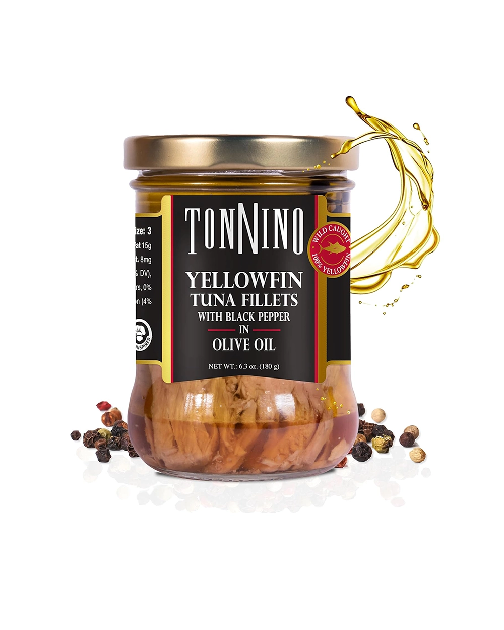 Tonnino Yellowfin Tuna in Olive Oil with Black Pepper 6.3 oz