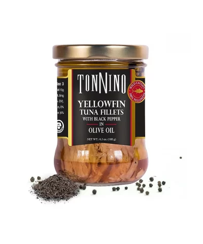 Alternative view of Tonnino Yellowfin Tuna in Olive Oil with Black Pepper 6.3 oz