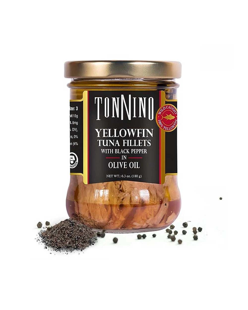 Alternative view of Tonnino Yellowfin Tuna in Olive Oil with Black Pepper 6.3 oz
