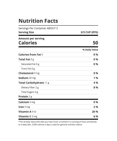 Sprouts Organic Mixed Vegetables nutrition