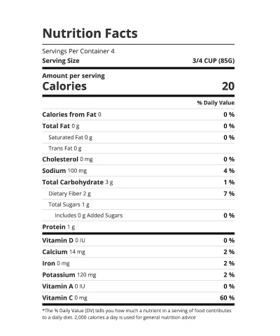 Sprouts Organic Riced Cauliflower nutrition 1