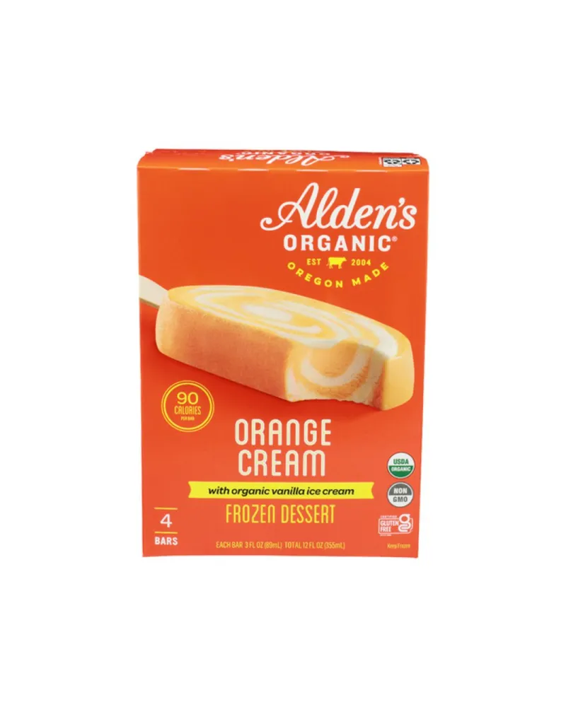 Alden's Organic Orange Cream Ice Cream Bars 4 Pack 4 ct 12 oz