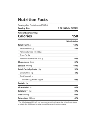 alexia crispy seasoned potato puffs nutrition