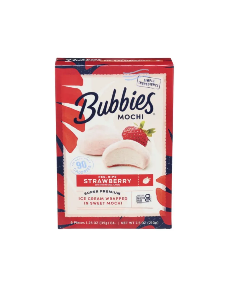 Bubbies Hawaii Mochi Strawberry Ice Cream Bites 6 Pack 6 x 7.5 oz