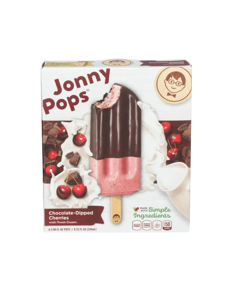 Jonny Pops Chocolate-Dipped Cherries with Fresh Cream Frozen 4 Pack Bars 4 x 2.06 fl oz