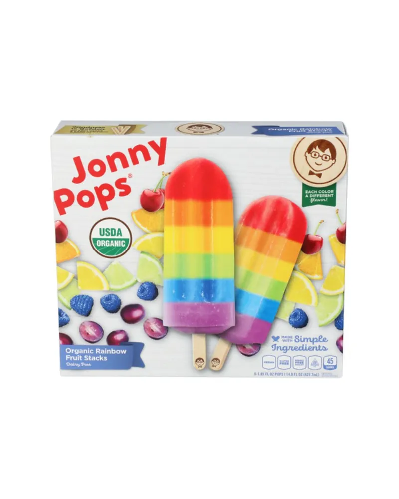 Jonny Pops Organic Rainbow Fruit Stacks Frozen Bars 8 Pack 8 ct