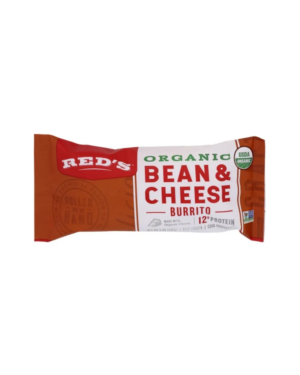 reds all natural organic bean rice and cheddar burrito