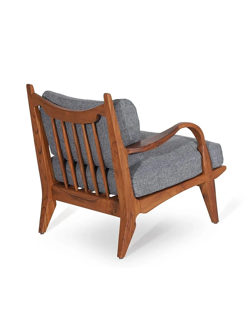 Alternative view of Araal – Teakwood Sofa with Grey Fabric
