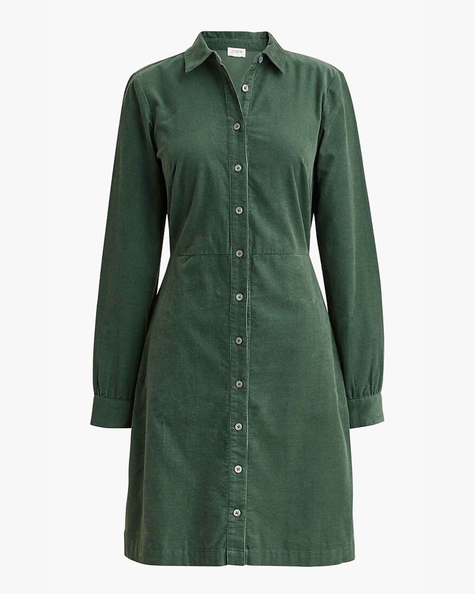 Alternative view of Long-sleeve button-up corduroy mini dress