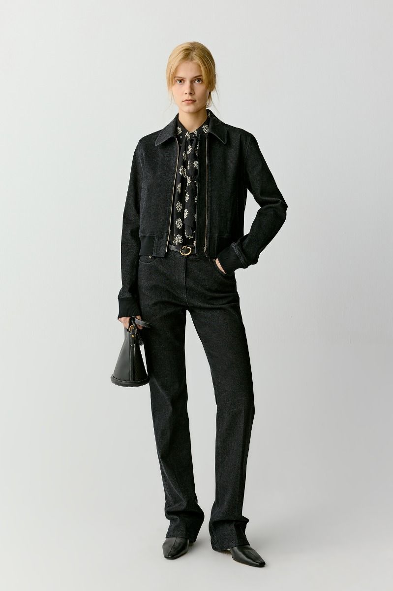 Alternative view of ICICLE Straight Stretch Denim Black Jacket