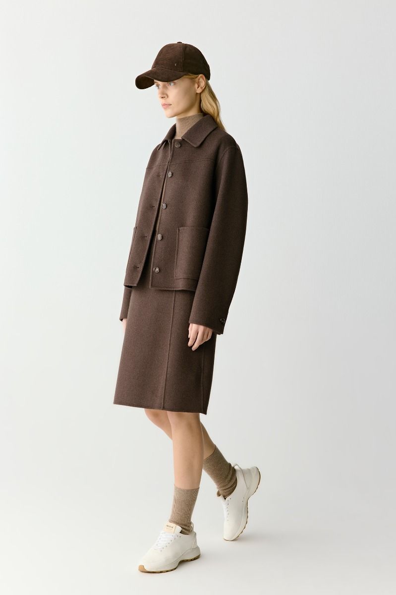 Alternative view of ICICLE Double Face Yak Wool Jacket With Patch Pockets In Dark Brown