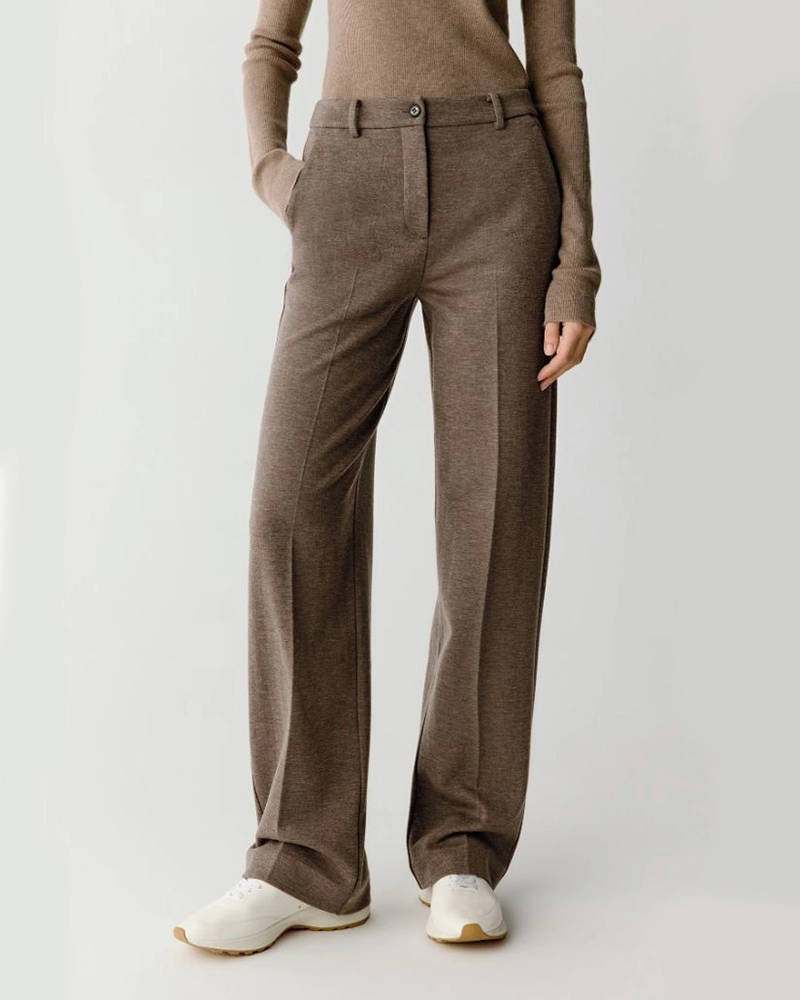 ICICLE Straight Leg Stretch Wool And Cotton Trousers