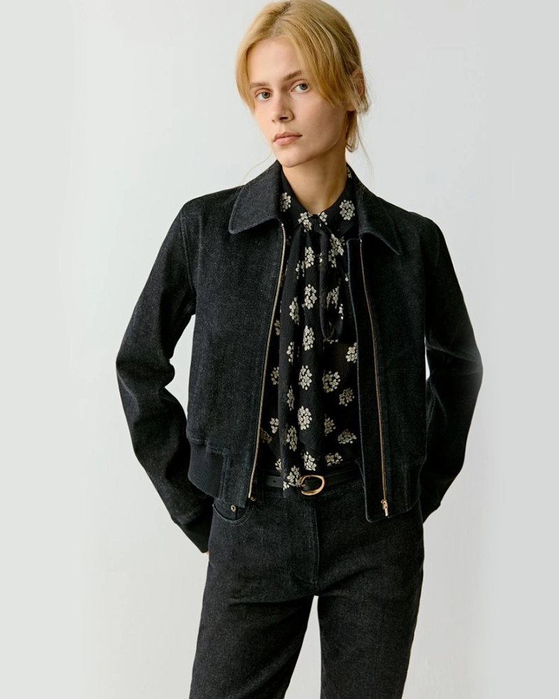 ICICLE Straight Stretch Denim Black Jacket