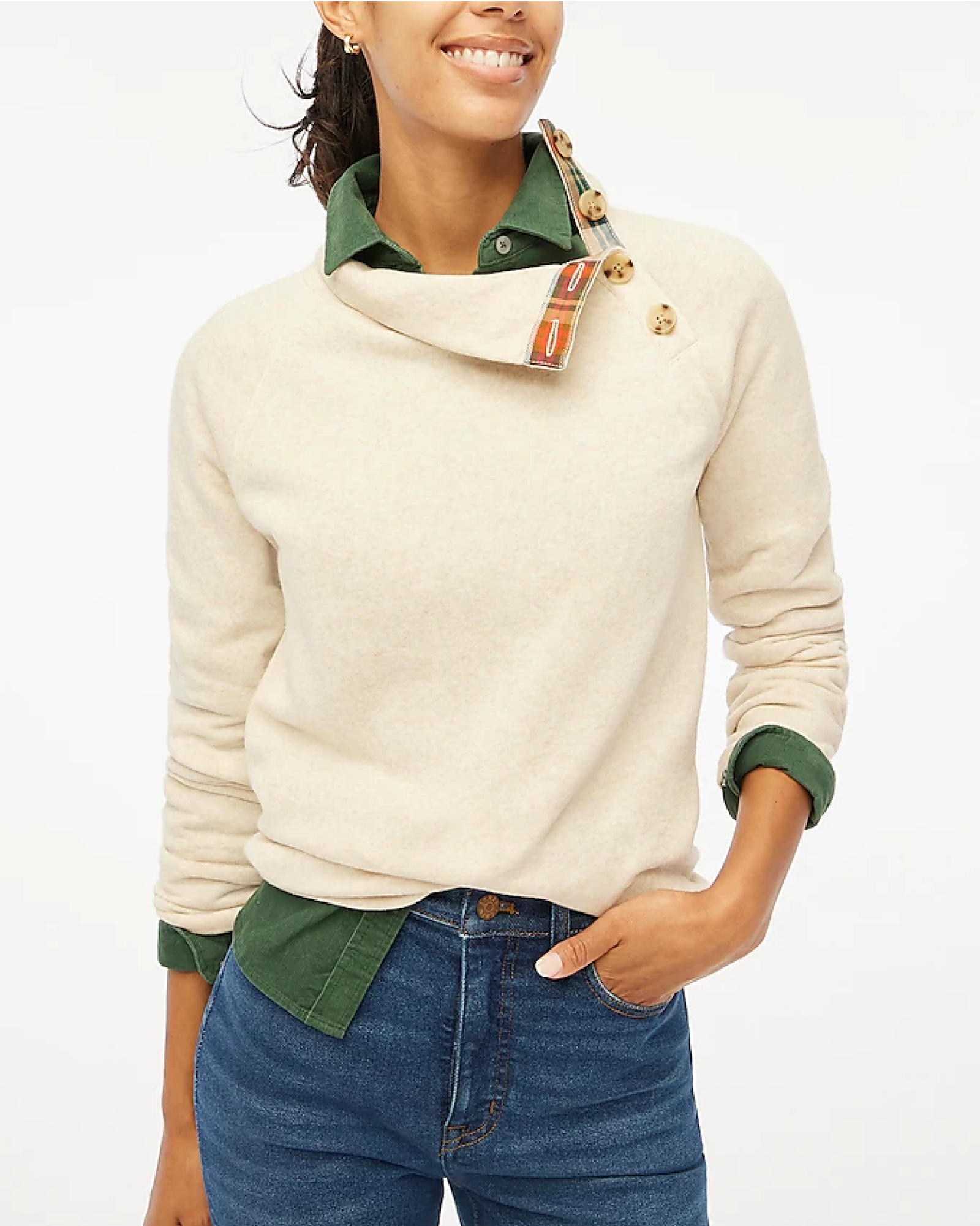 Alternative view of J. Crew Factory Wide button-collar pullover sweatshirt