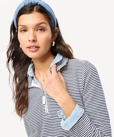 Alternative view of J. Crew Factory Striped terry half-zip pullover
