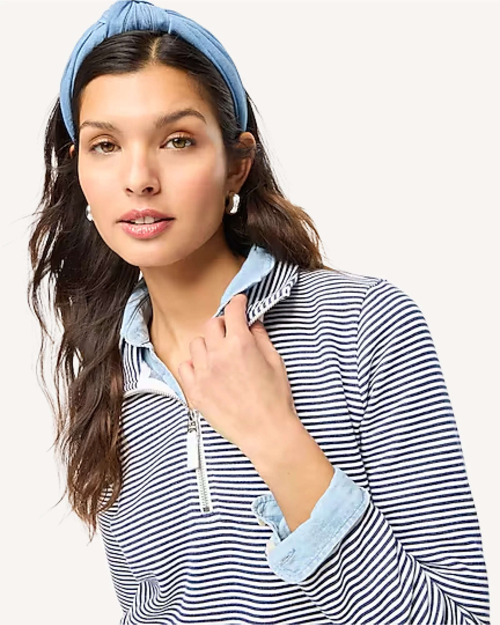 Alternative view of J. Crew Factory Striped terry half-zip pullover