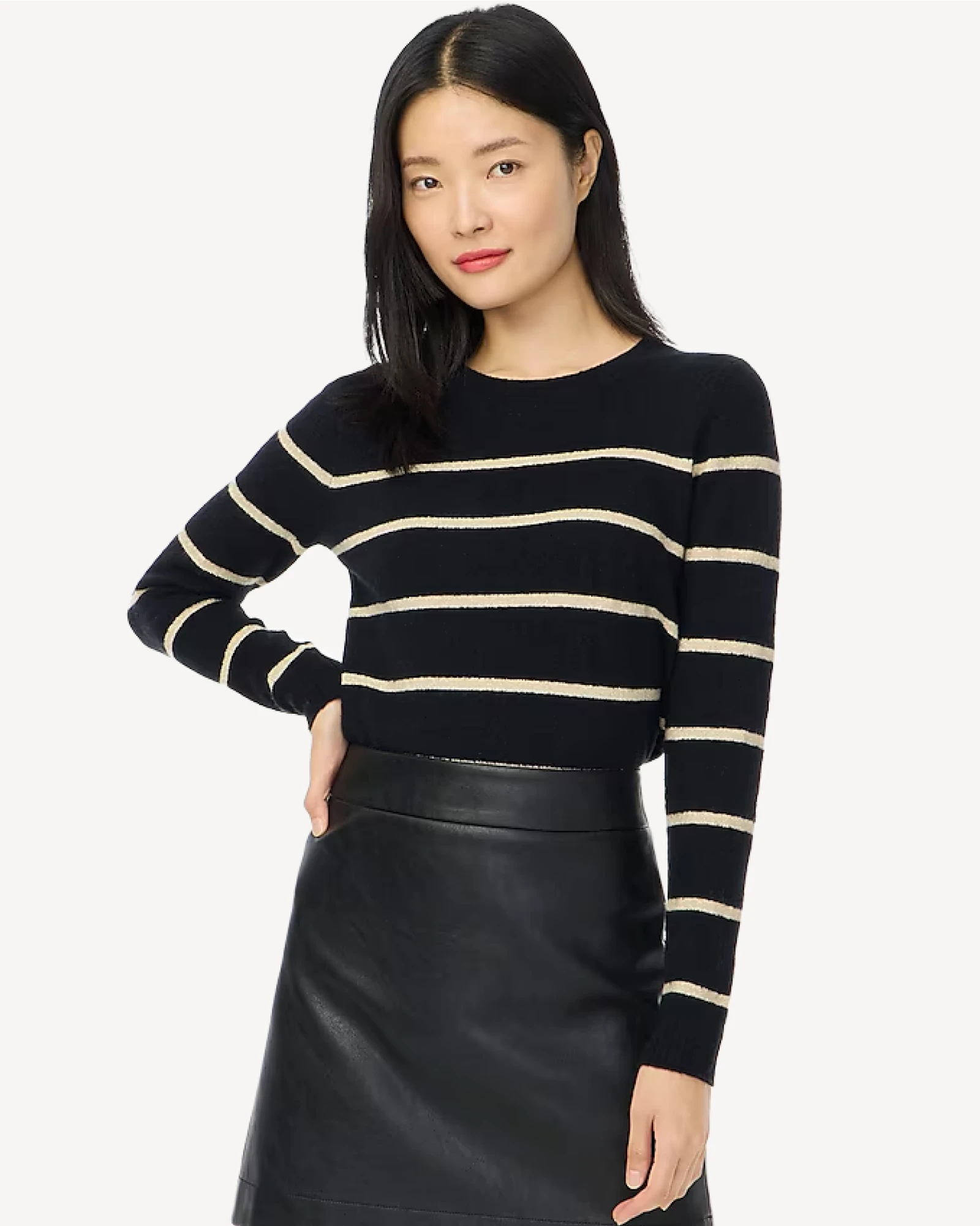 Alternative view of J. Crew Factory Shimmer striped crewneck in extra-soft yarn
