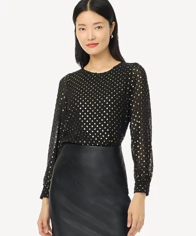 J. Crew Factory Gold shimmer clip-dot top