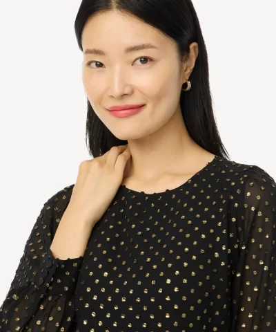 Alternative view of J. Crew Factory Gold shimmer clip-dot top