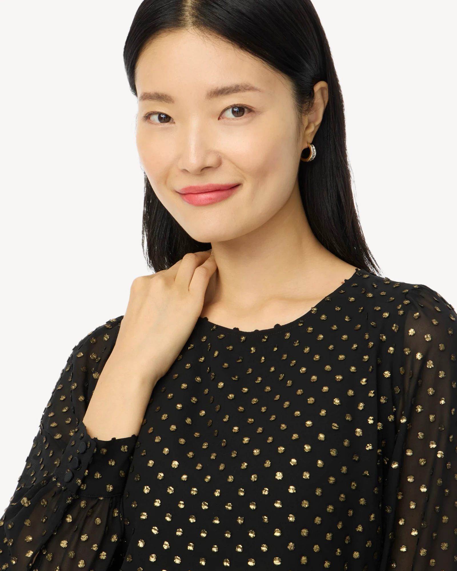 Alternative view of J. Crew Factory Gold shimmer clip-dot top