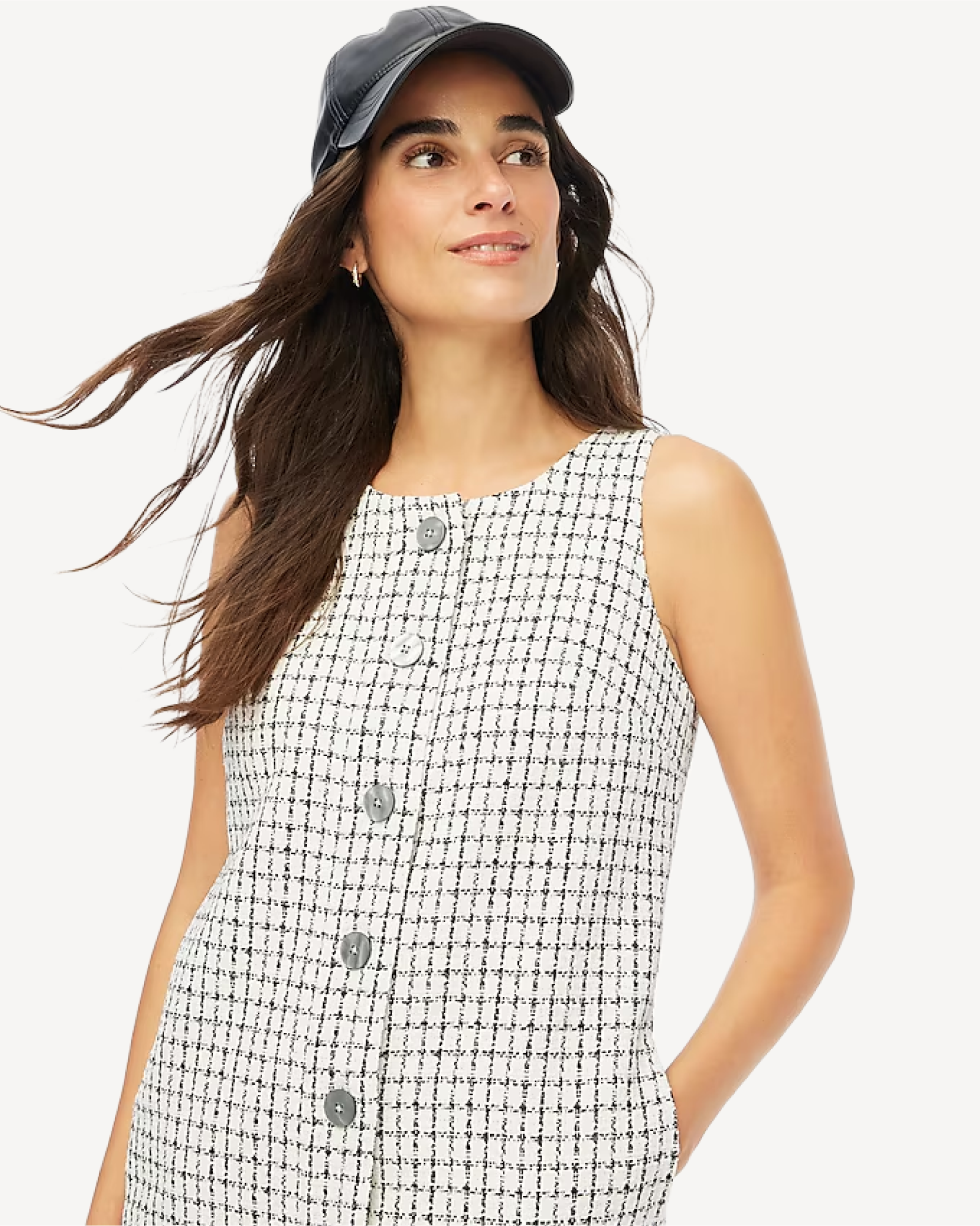 Alternative view of J. Crew Factory Petite sleeveless tweed button-front shift dress