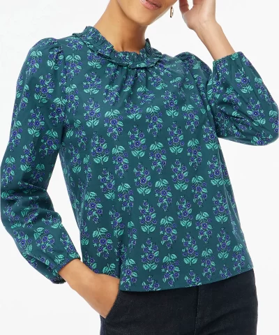 Alternative view of J. Crew Factory Long-sleeve ruffleneck poplin blouse