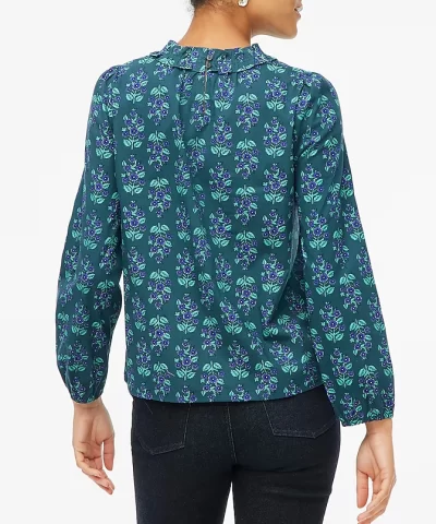 J. Crew Factory Long-sleeve ruffleneck poplin blouse - Image 3
