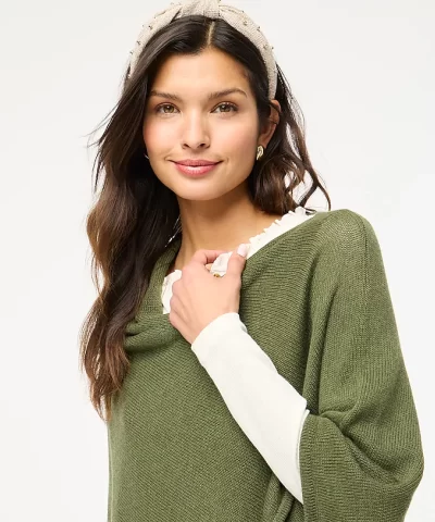 J. Crew Factory cotton-blend triangle sweater poncho - Image 2