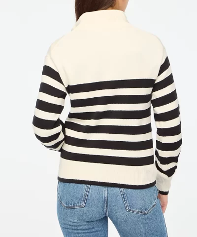 J. Crew Factory striped half-zip sweater with pearl zipper - Image 3