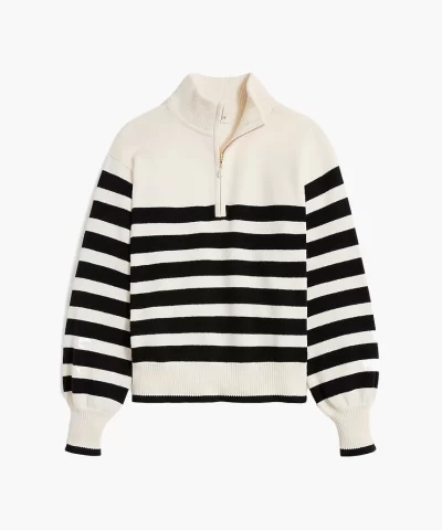 J. Crew Factory striped half-zip sweater with pearl zipper - Image 4