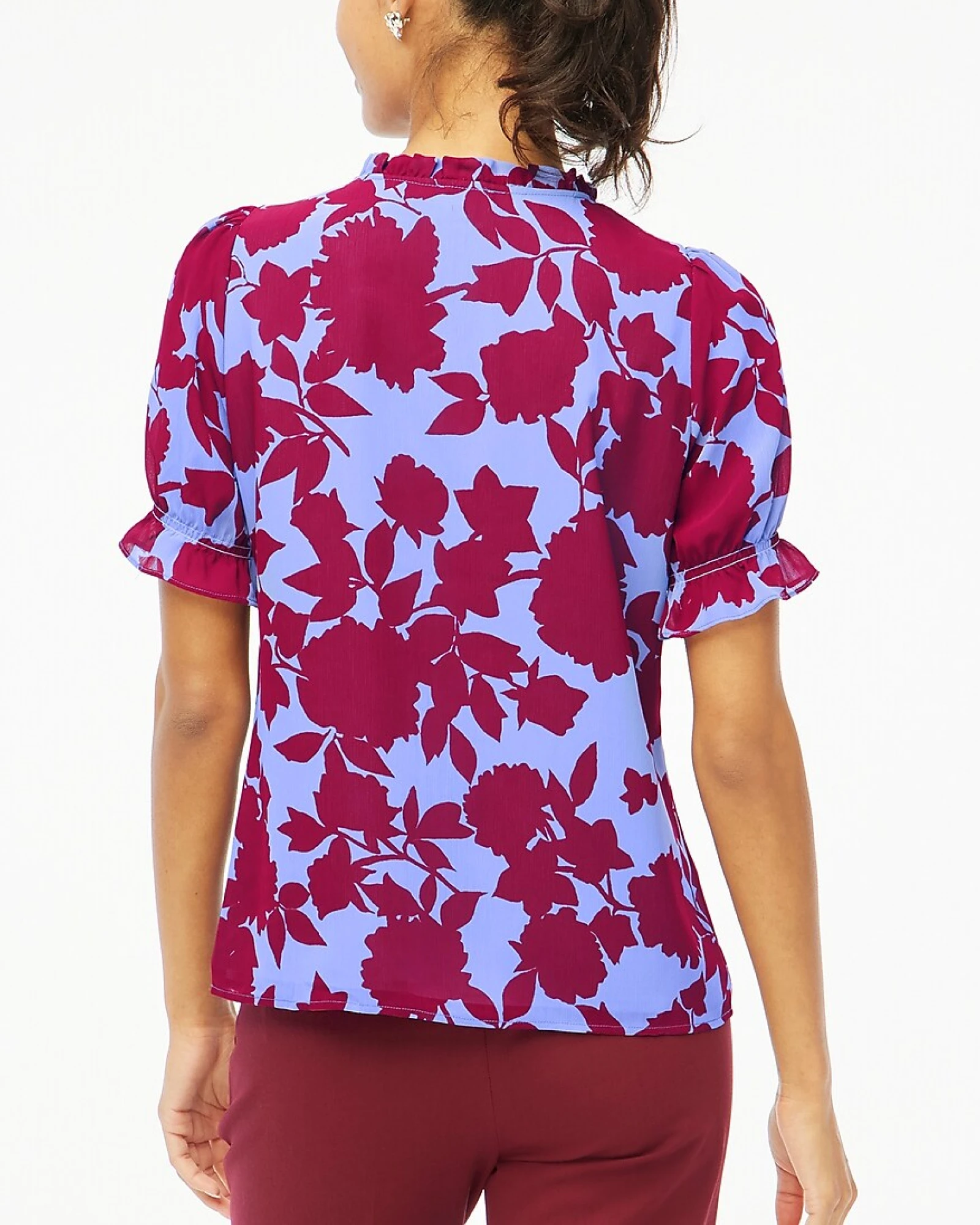Alternative view of J. Crew Factory short-sleeve ruffle tie-neck top