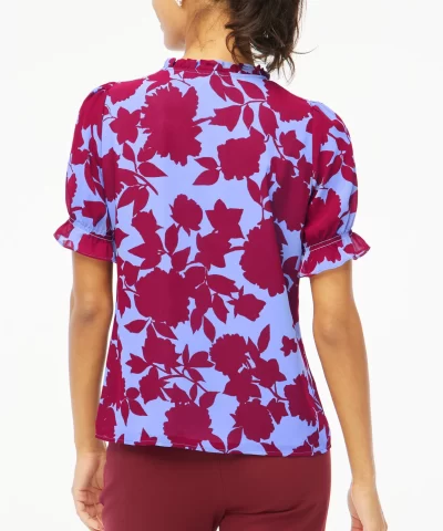 J. Crew Factory short-sleeve ruffle tie-neck top - Image 3