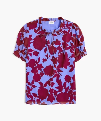 J. Crew Factory short-sleeve ruffle tie-neck top - Image 4