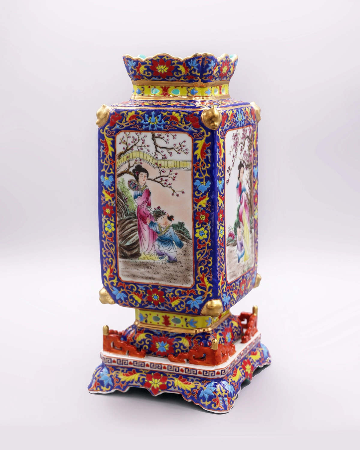 Alternative view of Old Qing Enamel Gold Beauty Vase